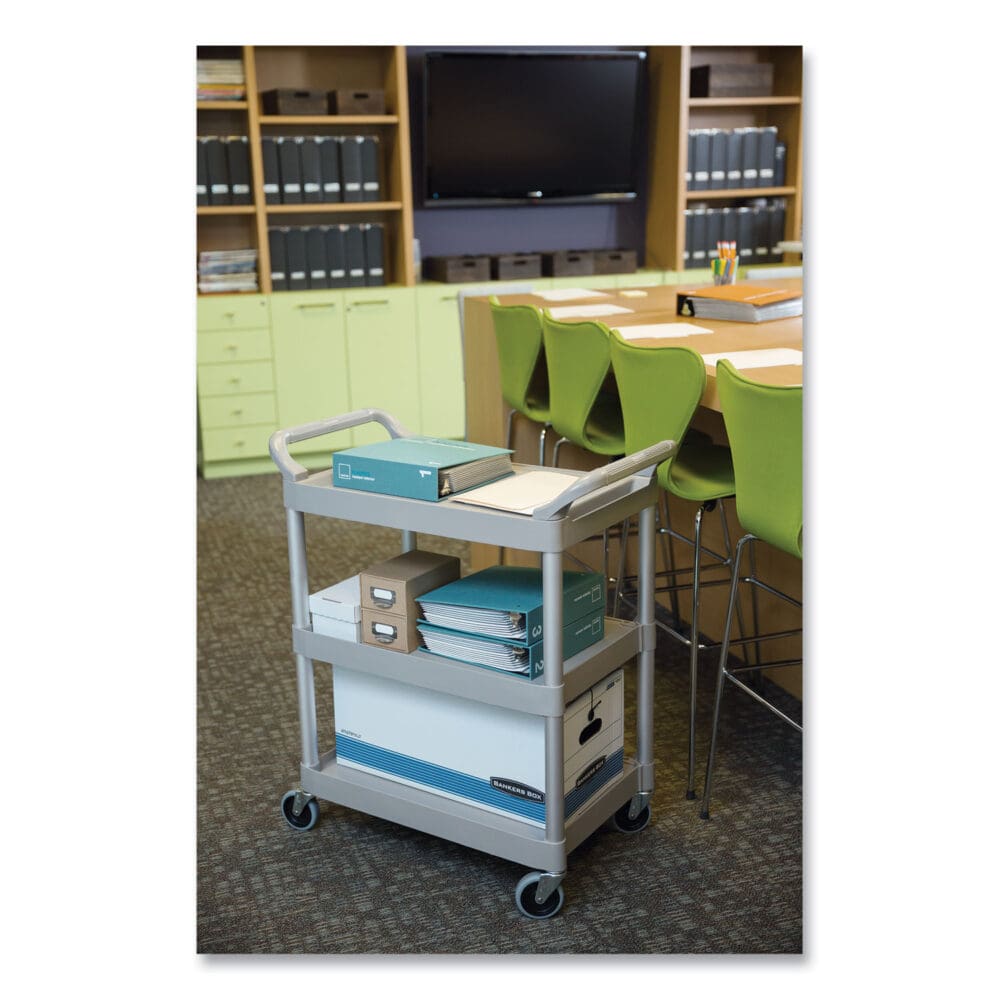 Three-Shelf Service Cart, Plastic, 3 Shelves, 200 lb Capacity, 18.63" x 33.63" x 37.75", Off-White - Image 3