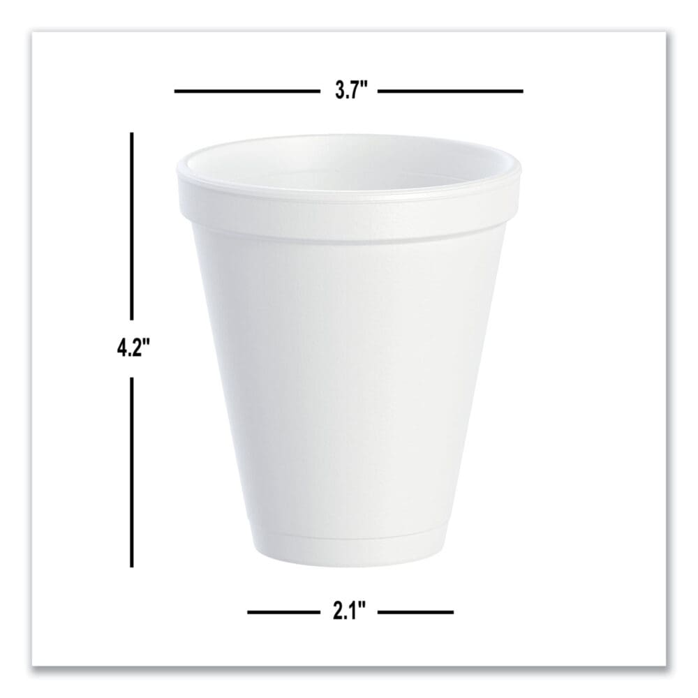 Foam Drink Cups, 12 oz, Squat, White, 1,000/Carton - Image 5