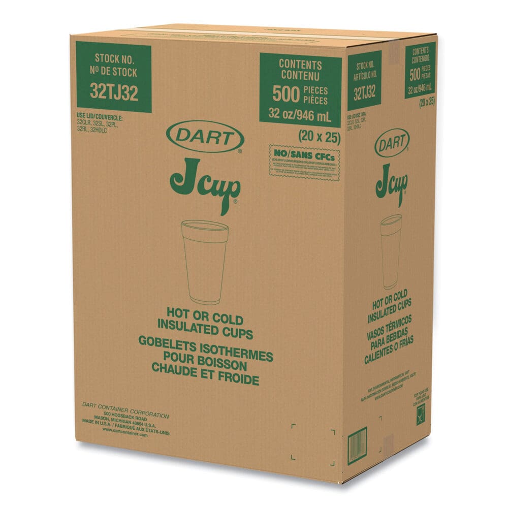 Foam Drink Cups, 32 oz, White, 25/Bag, 20 Bags/Carton - Image 2