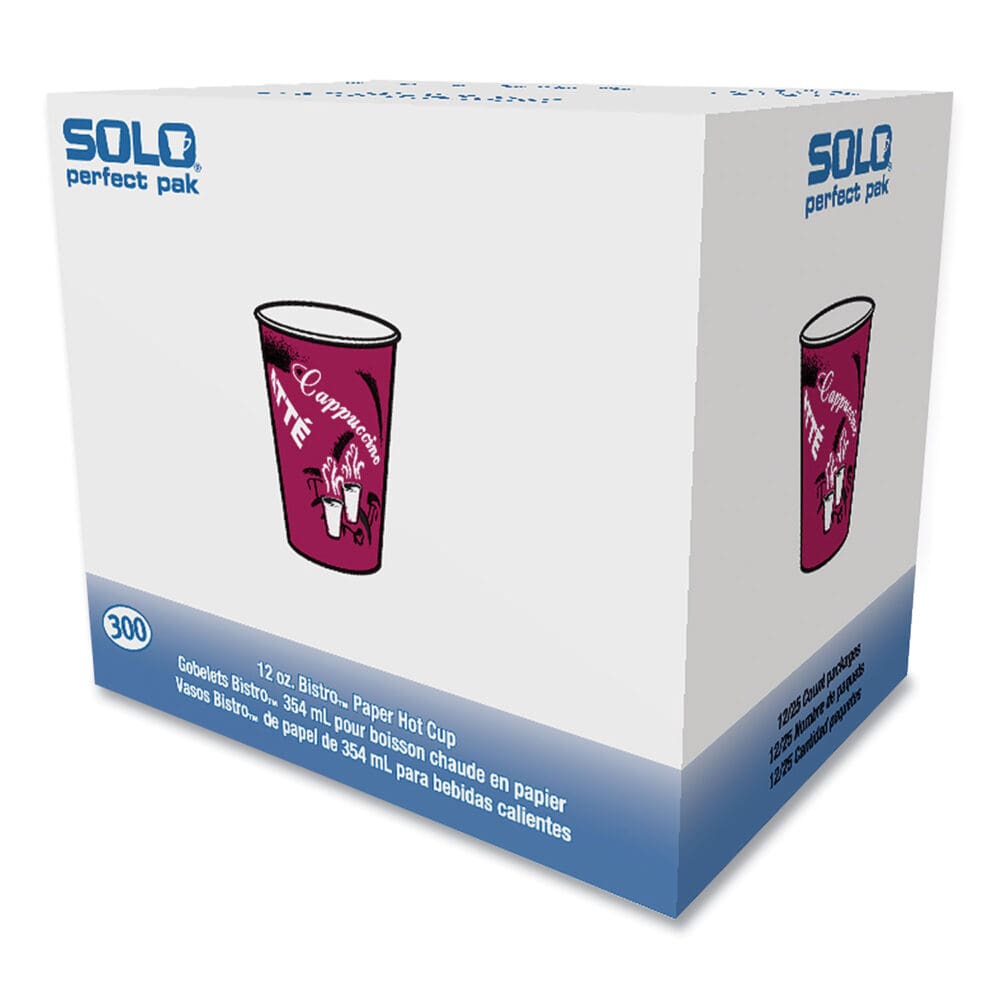 Paper Hot Drink Cups in Bistro Design, 12 oz, Maroon, 300/Carton - Image 2