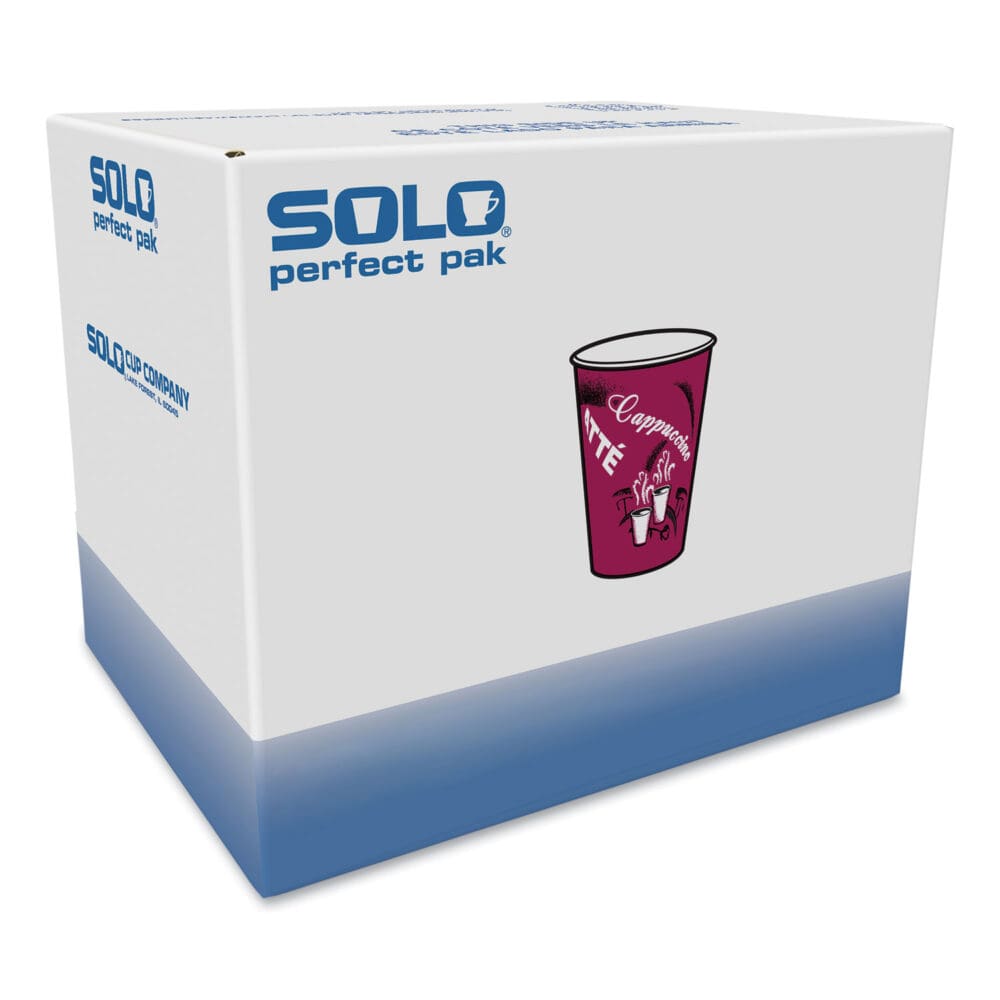 Paper Hot Drink Cups in Bistro Design, 12 oz, Maroon, 300/Carton - Image 3