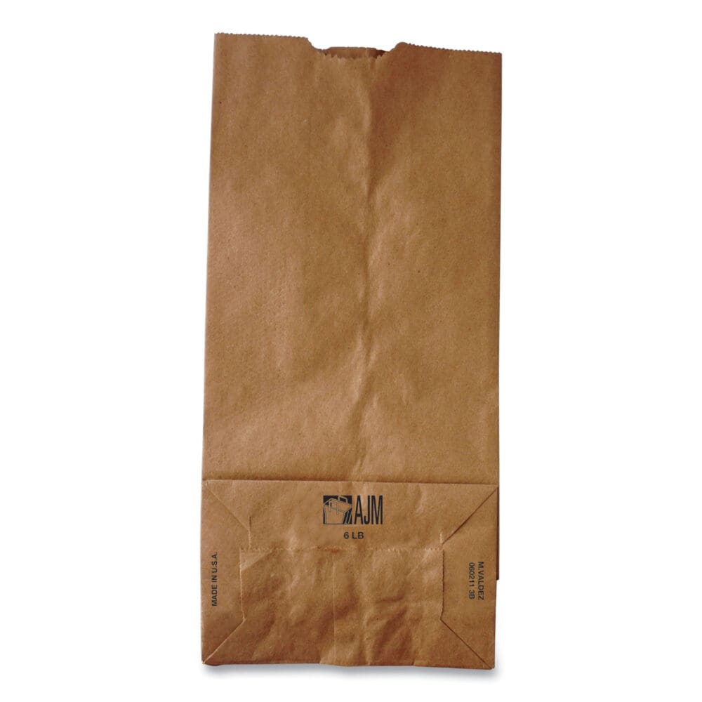 Grocery Paper Bags, 35 lb Capacity, #6, 6" x 3.63" x 11.06", Kraft, 500 Bags - Image 3