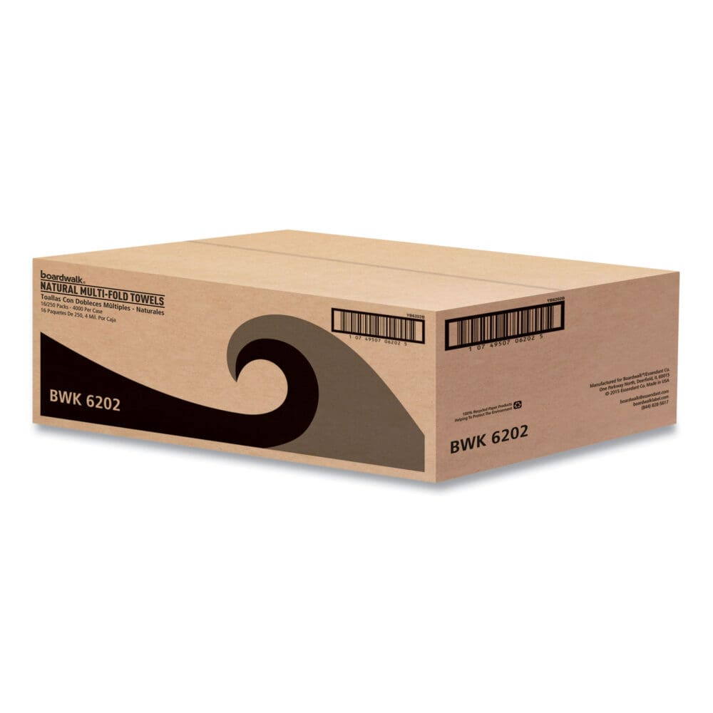 Multifold Paper Towels, 1-Ply, 9 x 9.45, Natural, 250/Pack, 16 Packs/Carton - Image 3