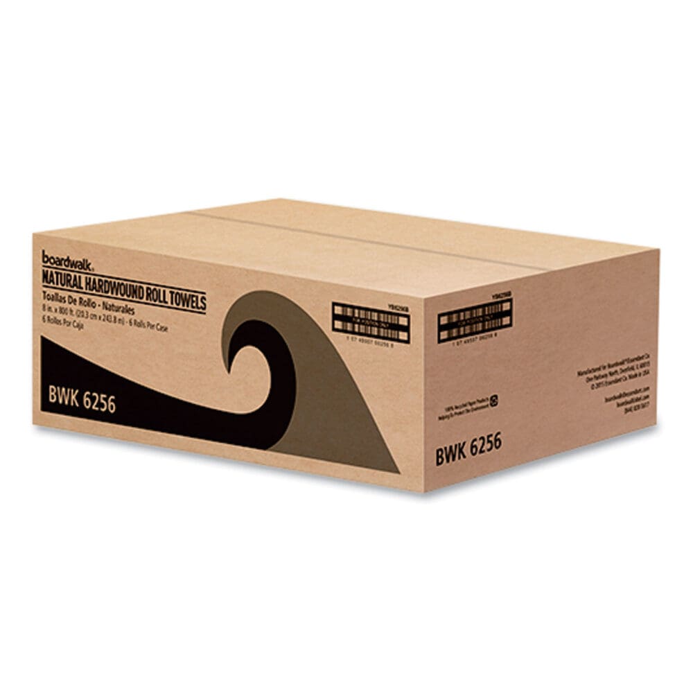 Hardwound Paper Towels, Nonperforated, 1-Ply, 8" x 800 ft, Natural, 6 Rolls/Carton - Image 2