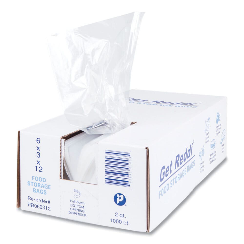 Food Bags, 2 qt, 0.68 mil, 6" x 12", Clear, 1,000/Carton - Image 3