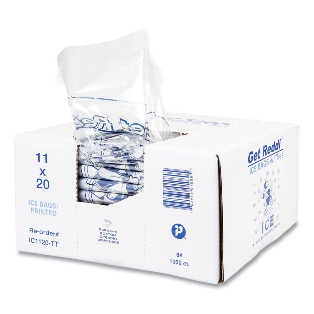 Ice Bags, 1.5 mil, 11" x 20", Clear, 1,000/Carton - Image 3