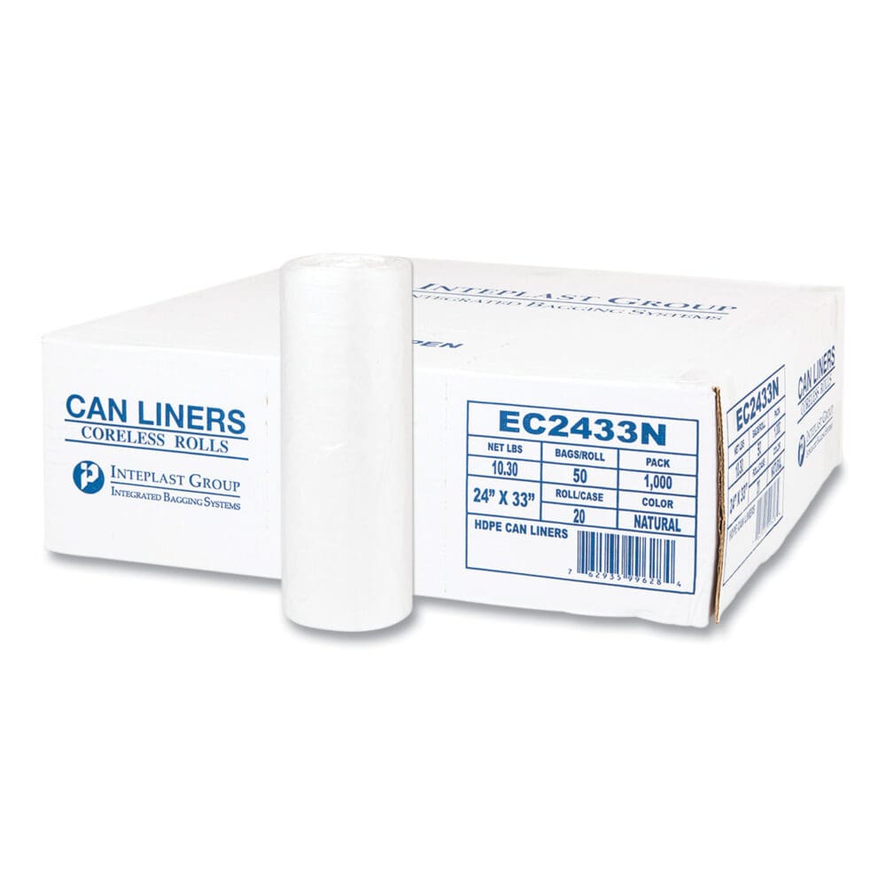 High-Density Commercial Can Liners, 16 gal, 5 mic, 24" x 33", Natural, 50 Bags/Roll, 20 Perforated Rolls/Carton - Image 3