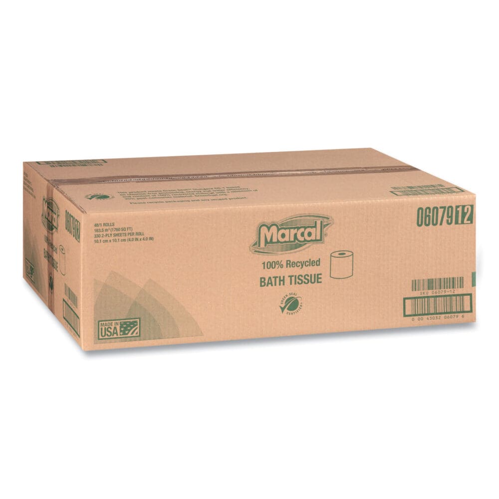 100% Recycled 2-Ply Bath Tissue, Septic Safe, Individually Wrapped Rolls, White, 330 Sheets/Roll, 48 Rolls/Carton - Image 4