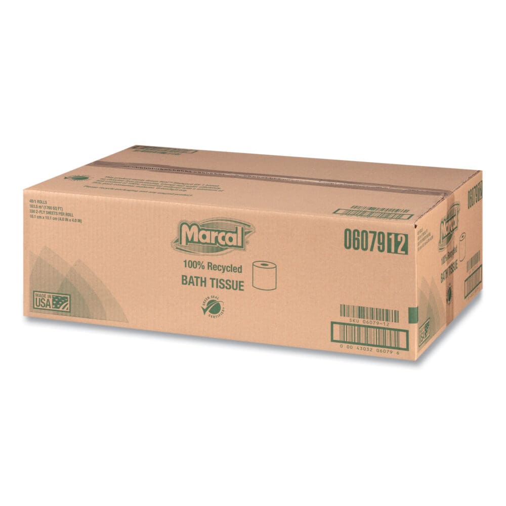 100% Recycled 2-Ply Bath Tissue, Septic Safe, Individually Wrapped Rolls, White, 330 Sheets/Roll, 48 Rolls/Carton - Image 5