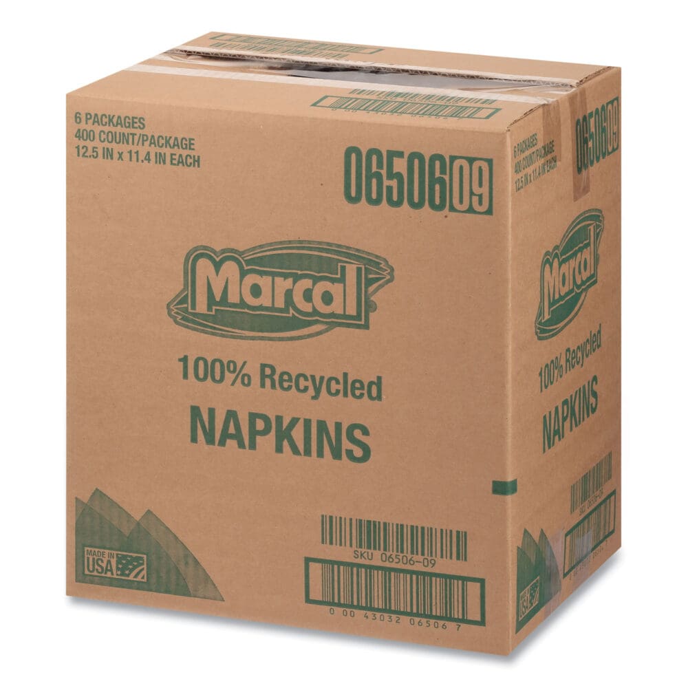 100% Recycled Lunch Napkins, 1-Ply, 11.4 x 12.5, White, 400/Pack - Image 6
