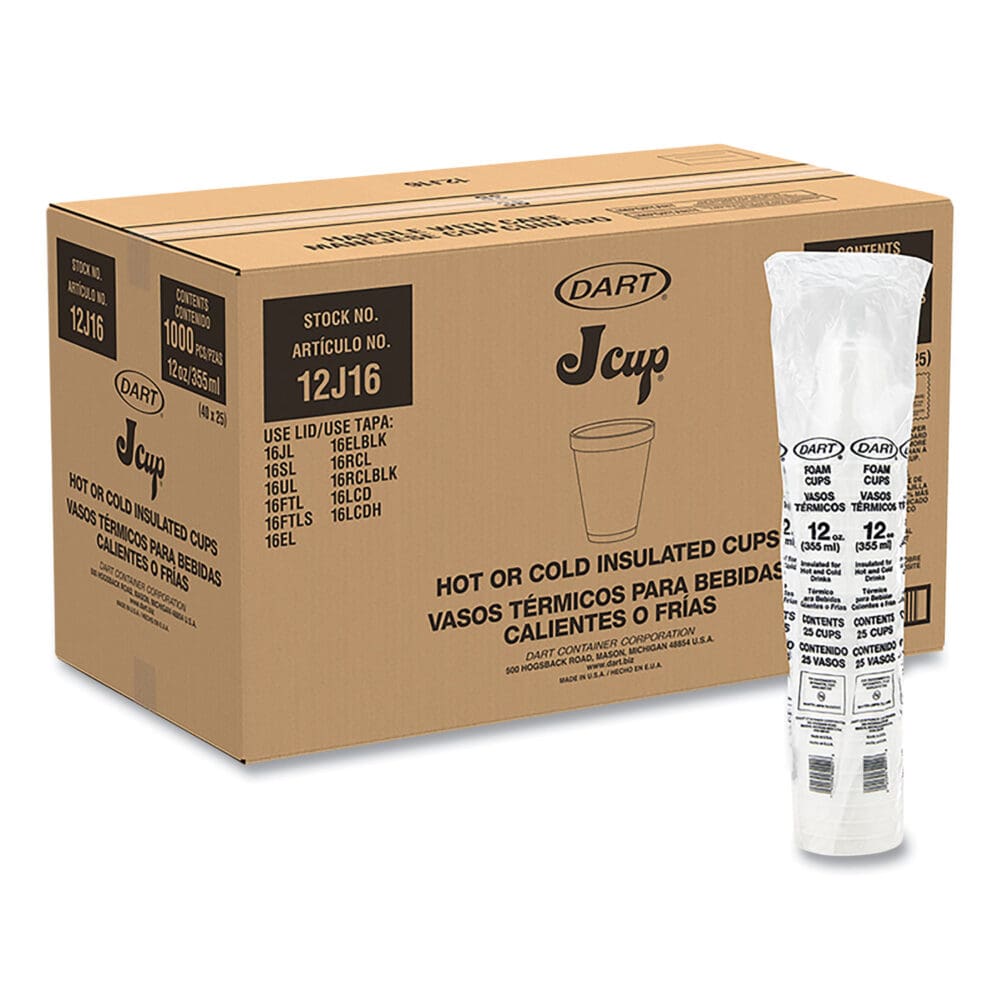 Foam Drink Cups, 12 oz, Squat, White, 1,000/Carton - Image 6