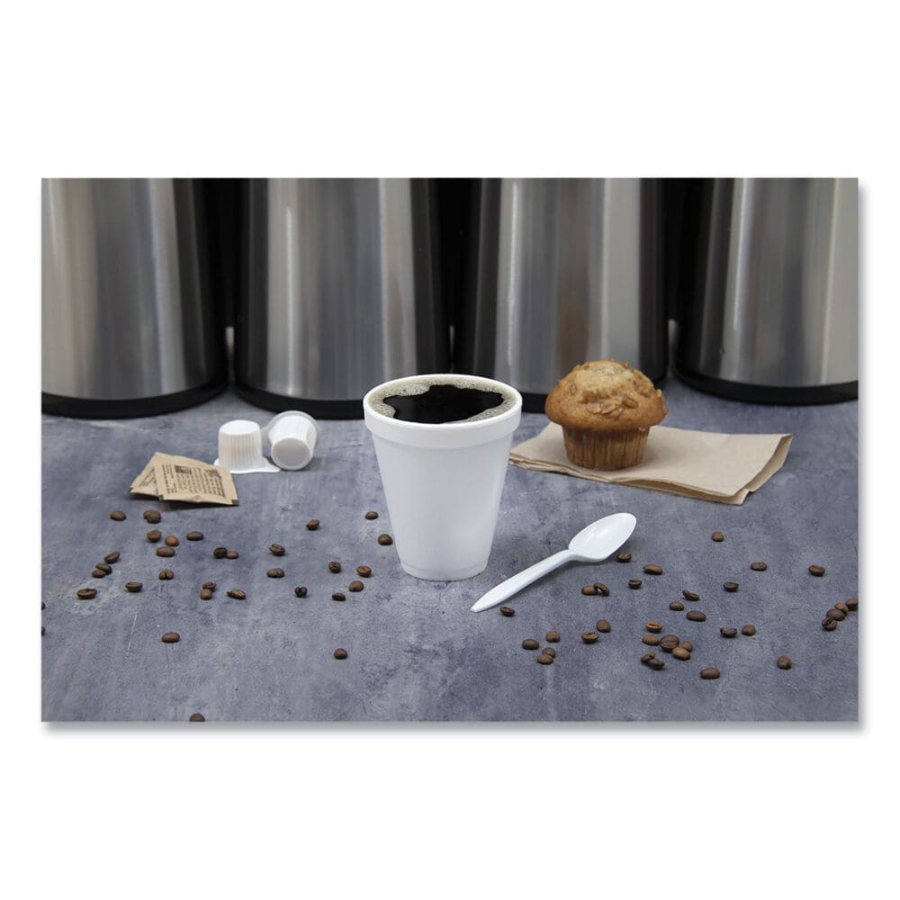 Foam Drink Cups, 12 oz, Squat, White, 1,000/Carton - Image 8