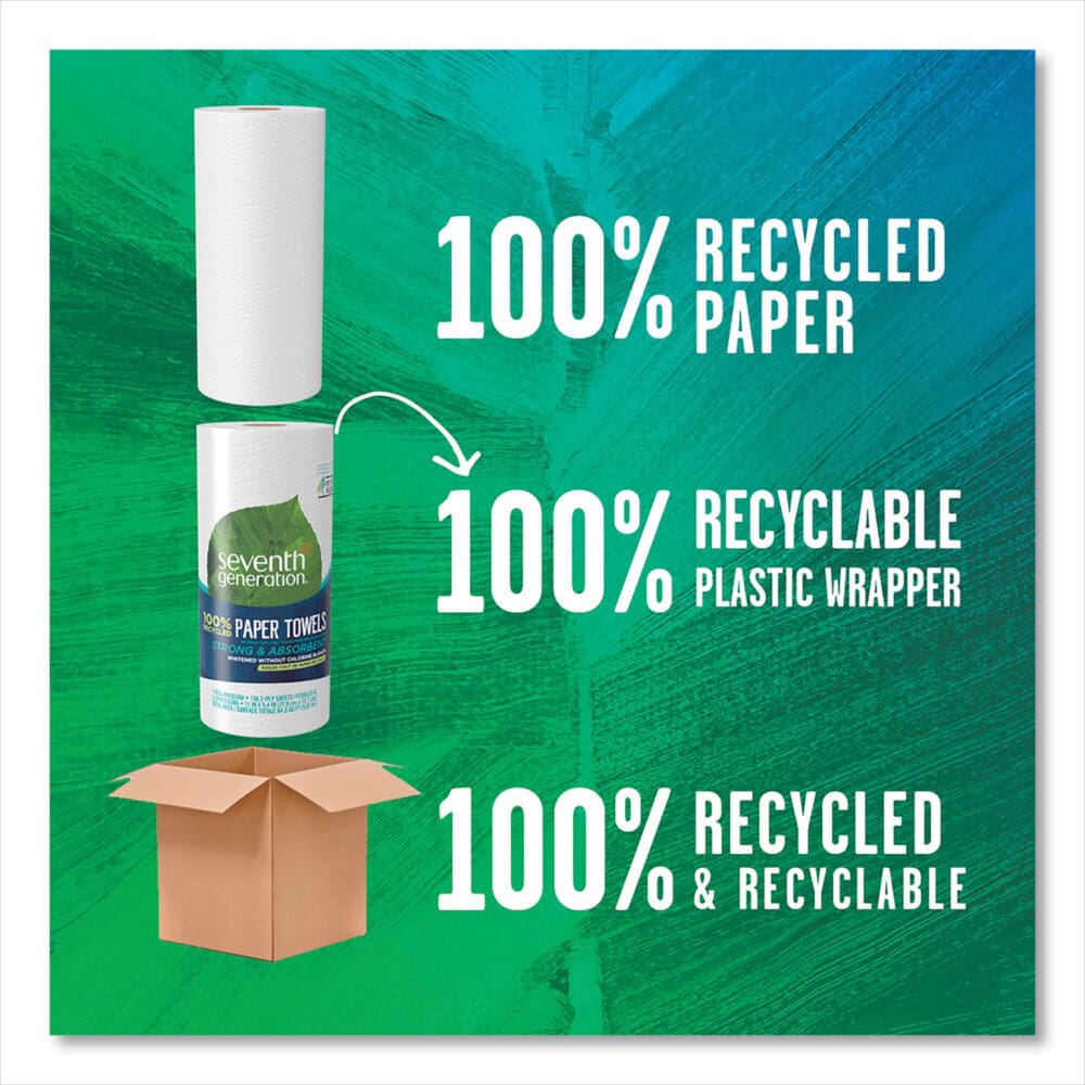 100% Recycled Paper Kitchen Towel Rolls, 2-Ply, 11 x 5.4, 156 Sheets/Roll, 24 Rolls/Carton - Image 6