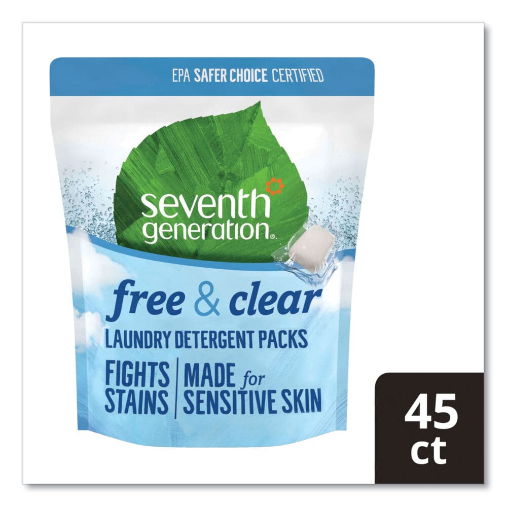 Natural Laundry Detergent Packs, Powder, Unscented, 45 Packets/Pack - Image 2