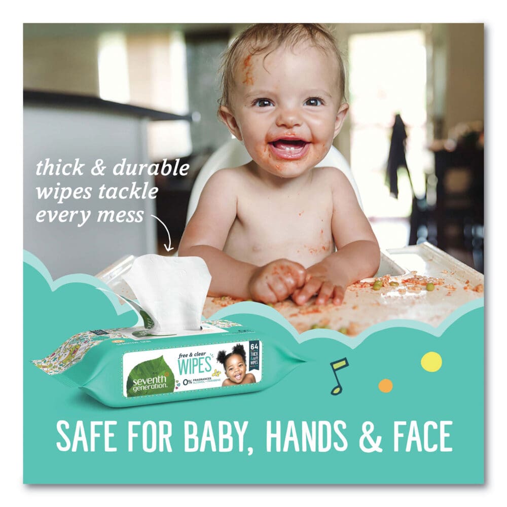 Free and Clear Baby Wipes, 7 x 7, Refill, Unscented, White, 256/Pack, 3 Packs/Carton - Image 3