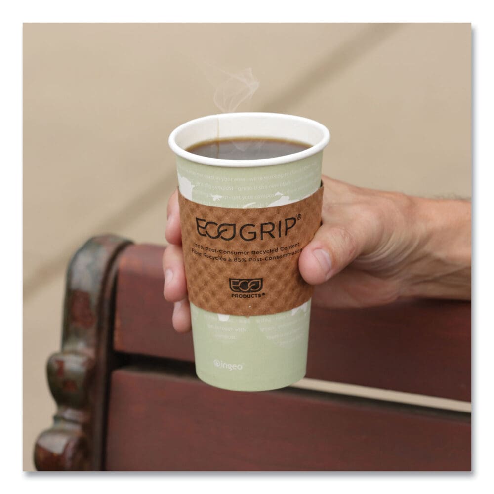 EcoGrip Hot Cup Sleeves - Renewable and Compostable, Fits 12, 16, 20, 24 oz Cups, Kraft, 1,300/Carton - Image 8