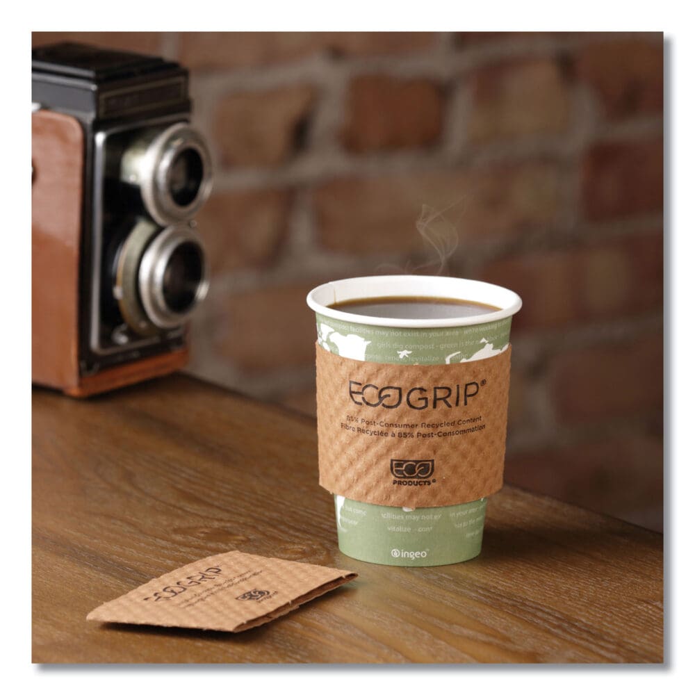 EcoGrip Hot Cup Sleeves - Renewable and Compostable, Fits 12, 16, 20, 24 oz Cups, Kraft, 1,300/Carton - Image 6