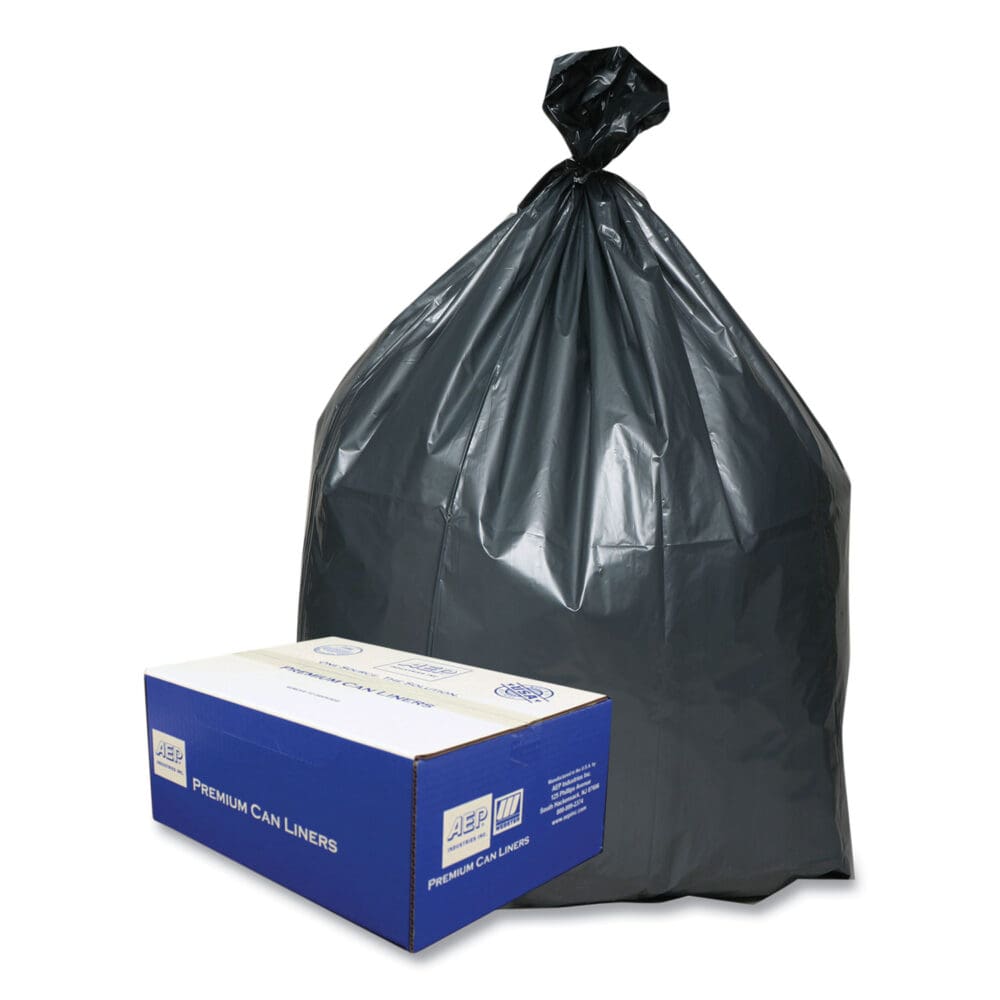 Can Liners, 60 gal, 1.55 mil, 39" x 56", Gray, 10 Bags/Roll, 5 Rolls/Carton - Image 3