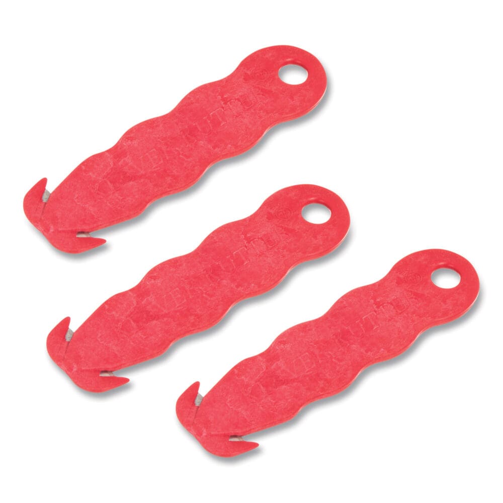 Klever Kutter Safety Cutter, 3 Razor Blades, 1" Blade, 4" Plastic Handle, Red - Image 2