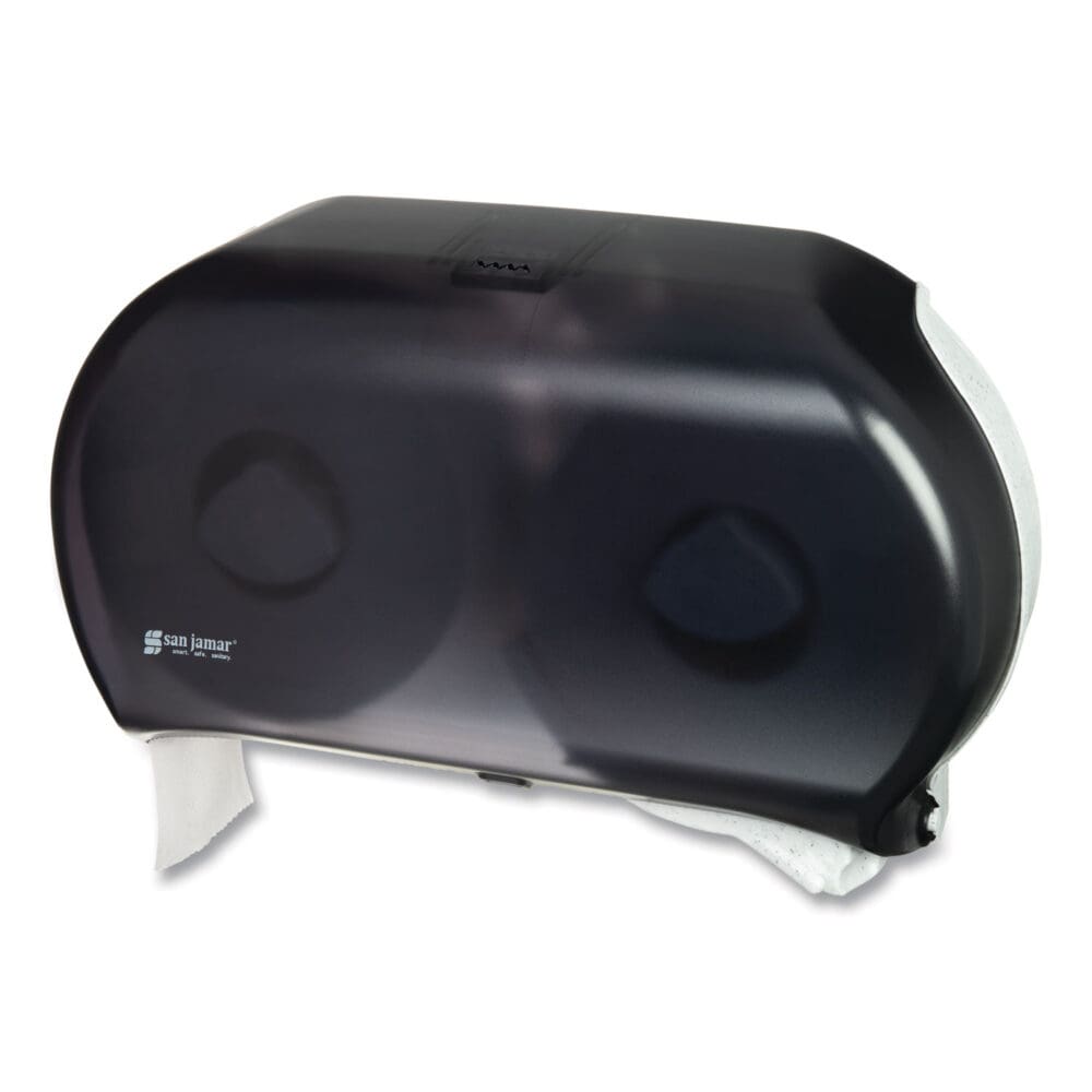 Twin 9" Jumbo Tissue Dispenser, Classic, 19 x 5.25 x 12, Transparent Black Pearl - Image 8