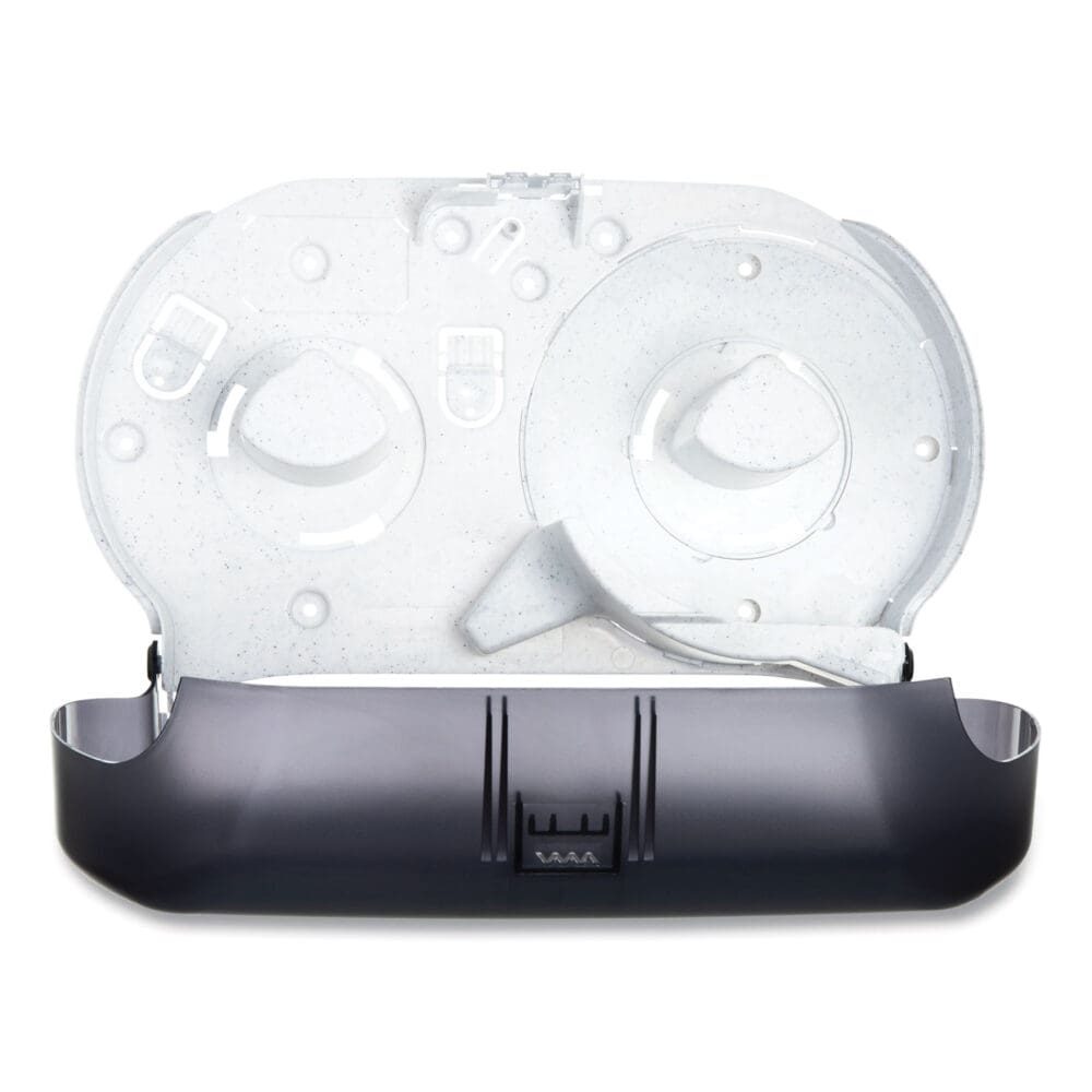 Twin 9" Jumbo Tissue Dispenser, Classic, 19 x 5.25 x 12, Transparent Black Pearl - Image 2
