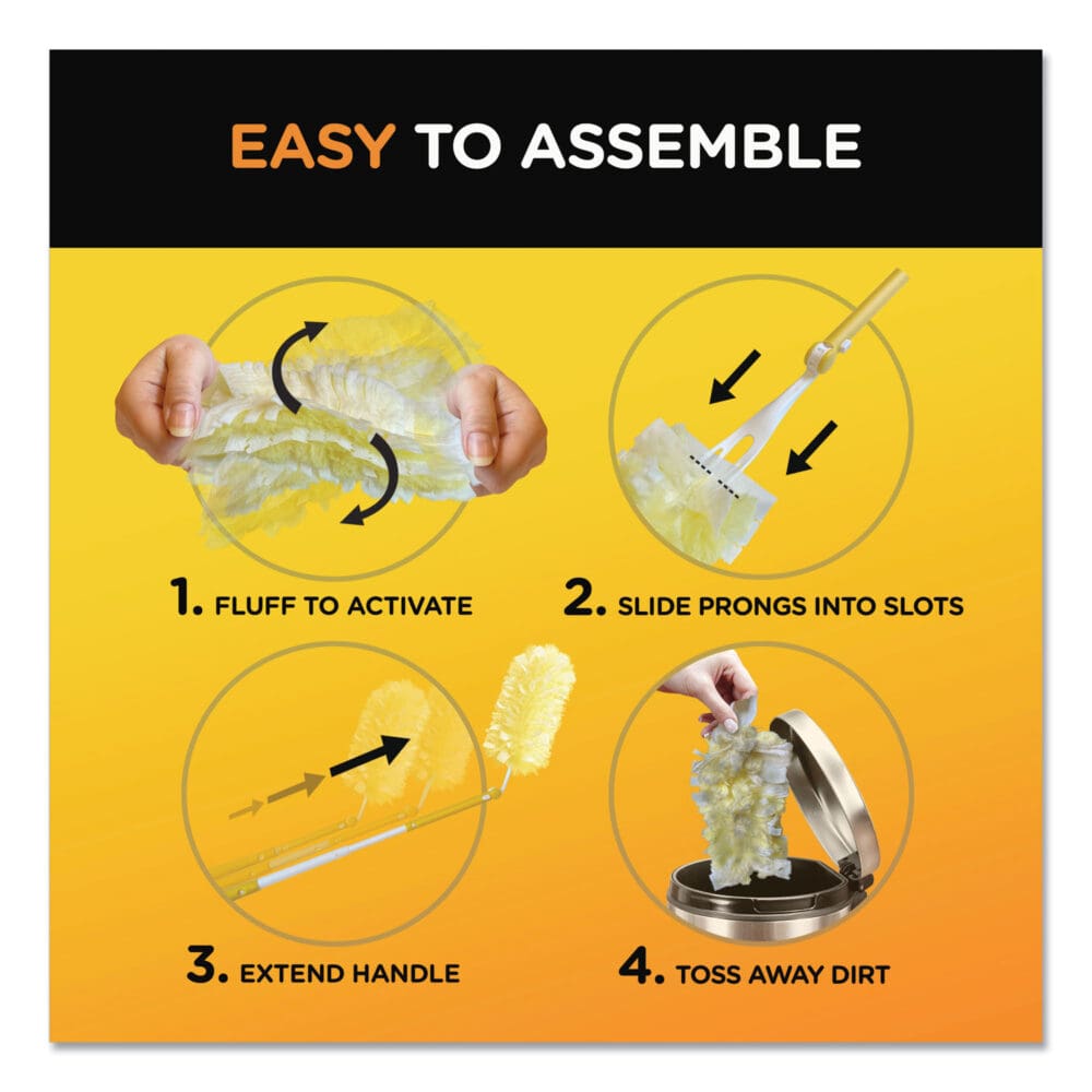 Heavy Duty Dusters with Extendable Handle, Plastic Handle Extends to 3 ft, 1 Handle and 3 Dusters/Kit, 6 Kits/Carton - Image 7