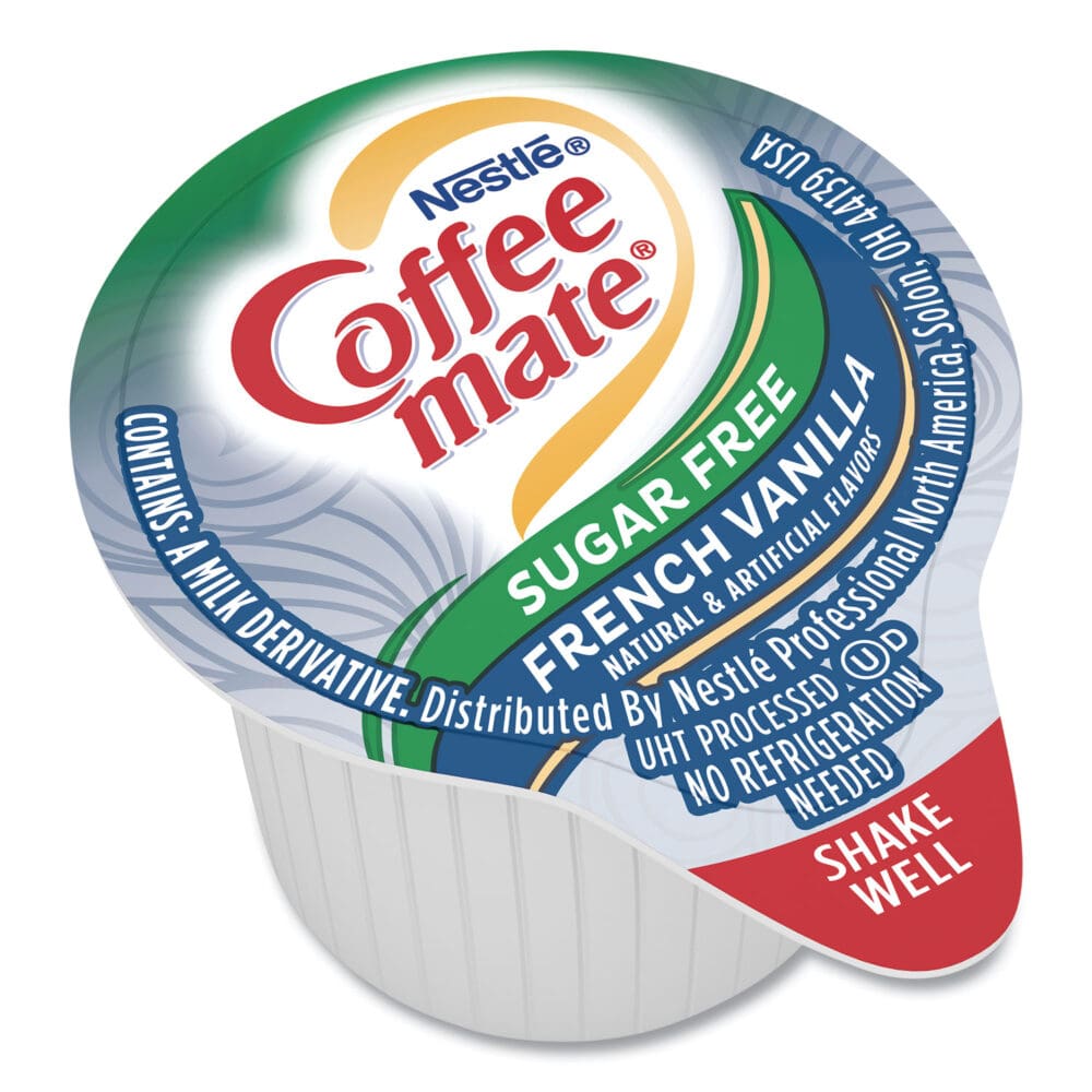 Liquid Coffee Creamer, Zero Sugar French Vanilla, 0.38 oz Mini Cups, 50/Box, 4 Boxes/Carton, 200 Total/Carton - Image 4