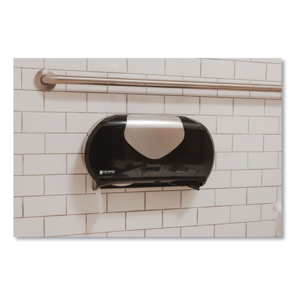 Twin 9" Jumbo Bath Tissue Dispenser, Summit, 20.07 x 5.88 x 11.9, Black/Faux Stainless Steel - Image 8