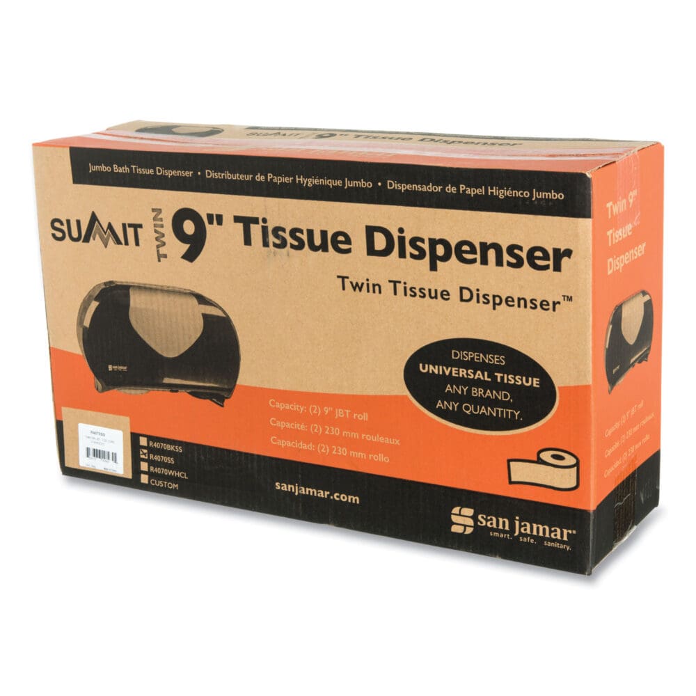 Twin 9" Jumbo Bath Tissue Dispenser, Summit, 19.25 x 6 x 12.25, Faux Stainless Steel - Image 4