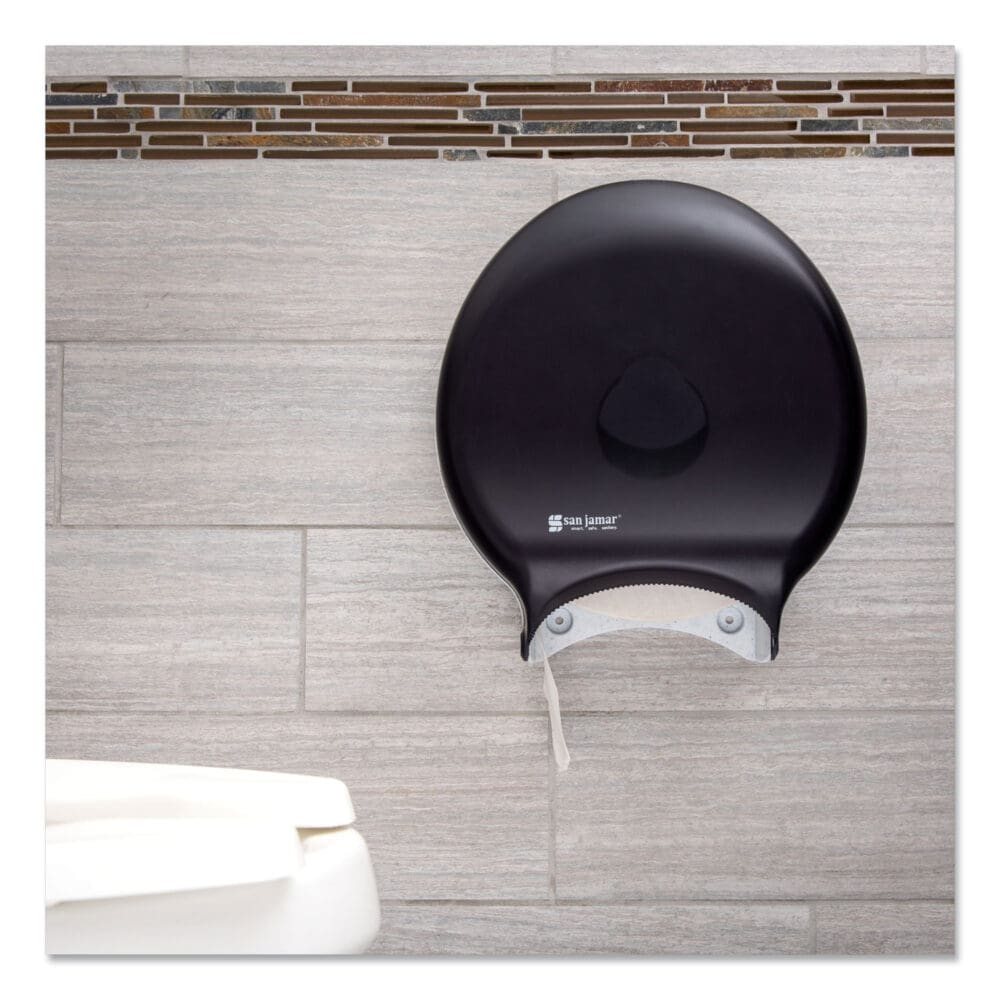 Single 12" JBT Bath Tissue Dispenser, Classic, 1 Roll, 12.9 x 5.63 x 14.88, Transparent Black Pearl - Image 5