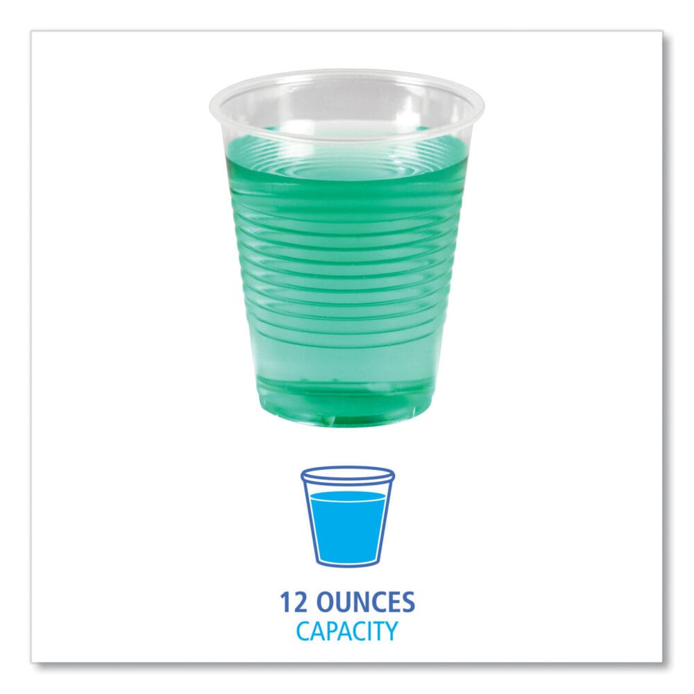 Translucent Plastic Cold Cups, 12 oz, Polypropylene, 50 Cups/Sleeve, 20 Sleeves/Carton - Image 5
