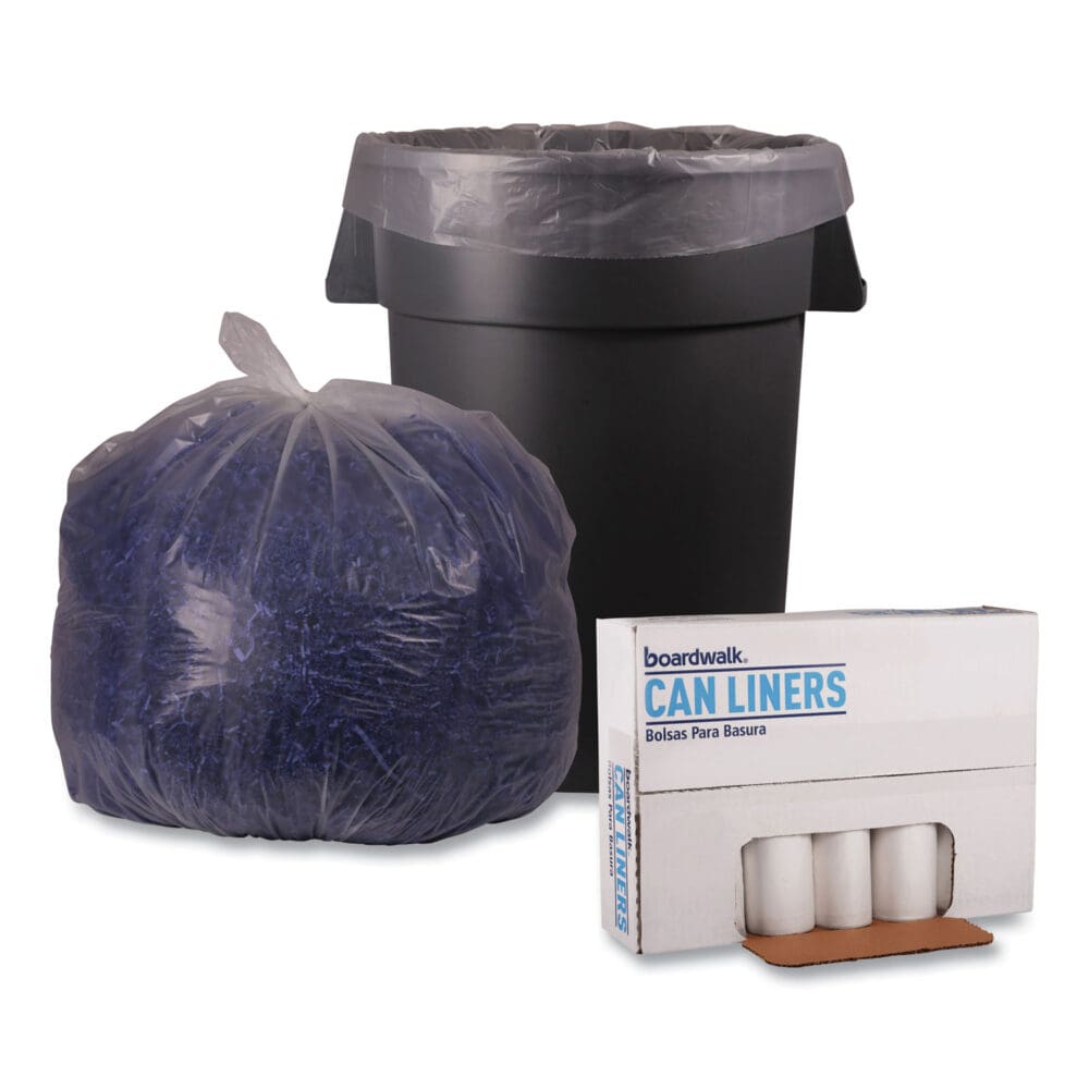 Recycled Low-Density Polyethylene Can Liners, 45 gal, 1.1 mil, 40" x 46", Clear, 10 Bags/Roll, 10 Rolls/Carton - Image 3