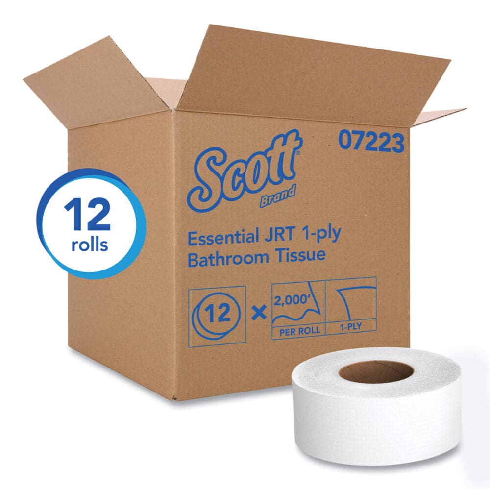 Essential JRT Jumbo Roll Bathroom Tissue, Septic Safe, 1-Ply, White, 3.55" x 2,000 ft, 12 Rolls/Carton - Image 7