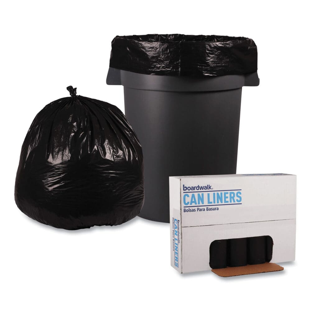 Recycled Low-Density Polyethylene Can Liners, 45 gal, 1 mil, 40" x 48", Black, 10 Bags/Roll, 10 Rolls/Carton - Image 3