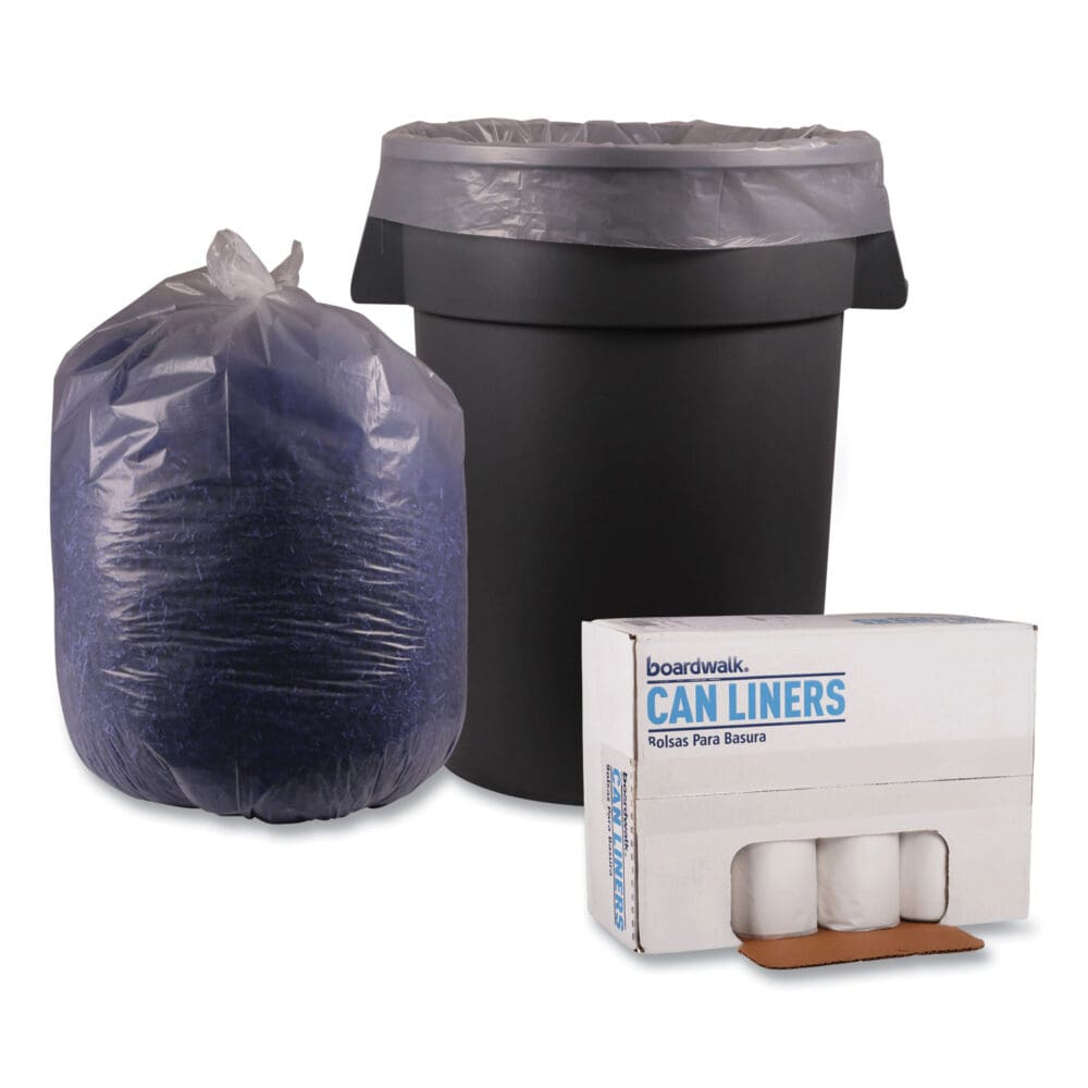 Recycled Low-Density Polyethylene Can Liners, 60 gal, 1.75 mil, 38" x 58", Clear, 10 Bags/Roll, 10 Rolls/Carton - Image 3