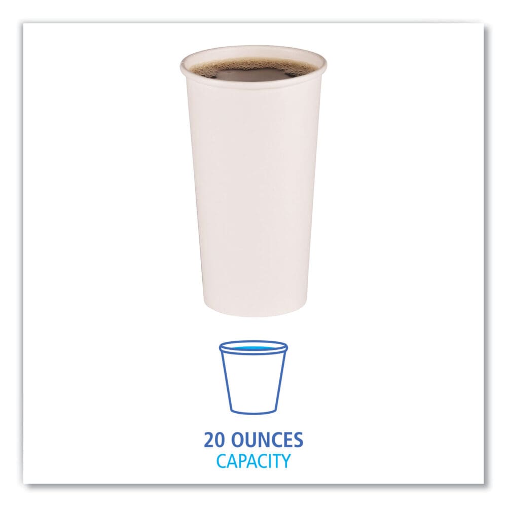 Paper Hot Cups, 20 oz, White, 50 Cups/Sleeve, 12 Sleeves/Carton - Image 4