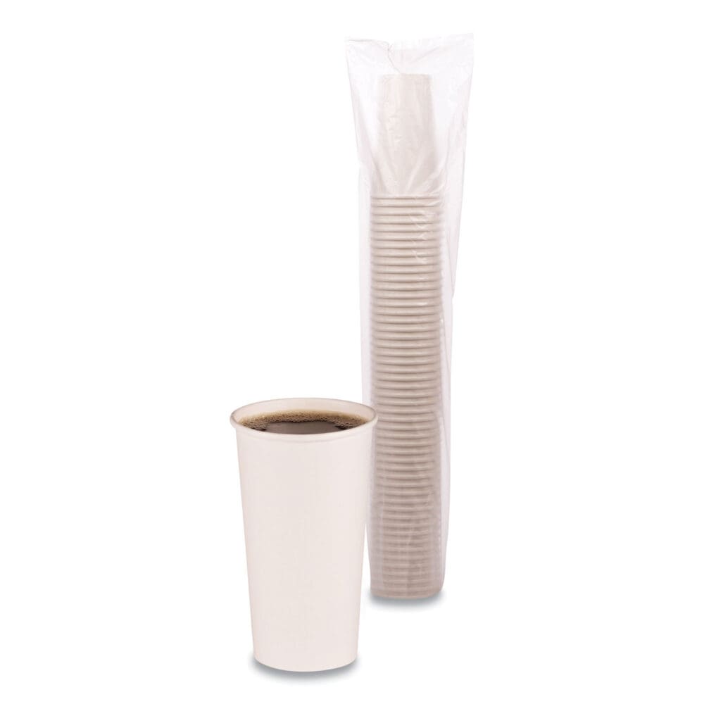 Paper Hot Cups, 20 oz, White, 50 Cups/Sleeve, 12 Sleeves/Carton - Image 2