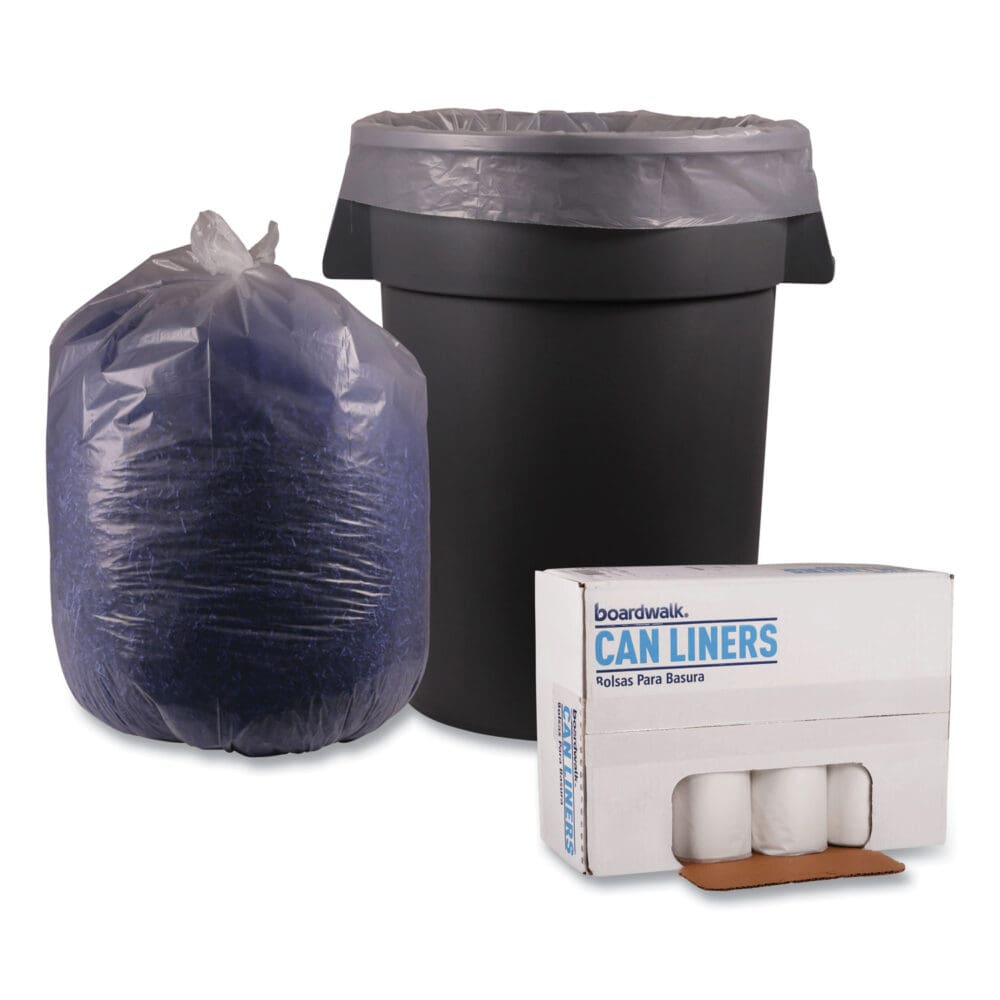 Recycled Low-Density Polyethylene Can Liners, 56 gal, 1.4 mil, 43" x 47", Clear, 10 Bags/Roll, 10 Rolls/Carton - Image 3