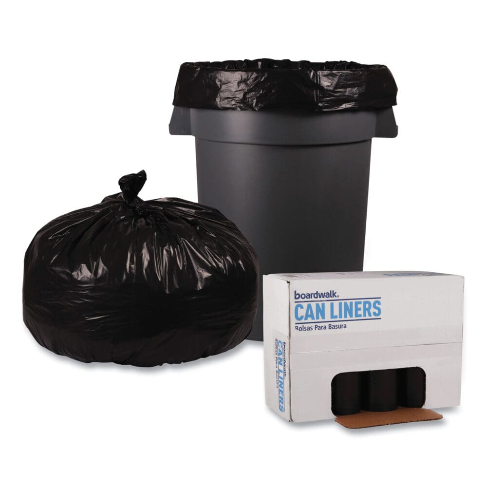 Recycled Low-Density Polyethylene Can Liners, 60 gal, 1.2 mil, 38" x 58", Black, 10 Bags/Roll, 10 Rolls/Carton - Image 3