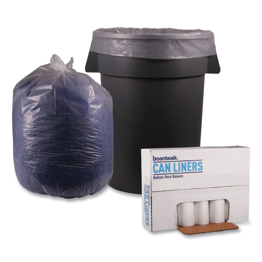 Recycled Low-Density Polyethylene Can Liners, 56 gal, 1.1 mil, 43" x 47", Clear, 10 Bags/Roll, 10 Rolls/Carton - Image 3