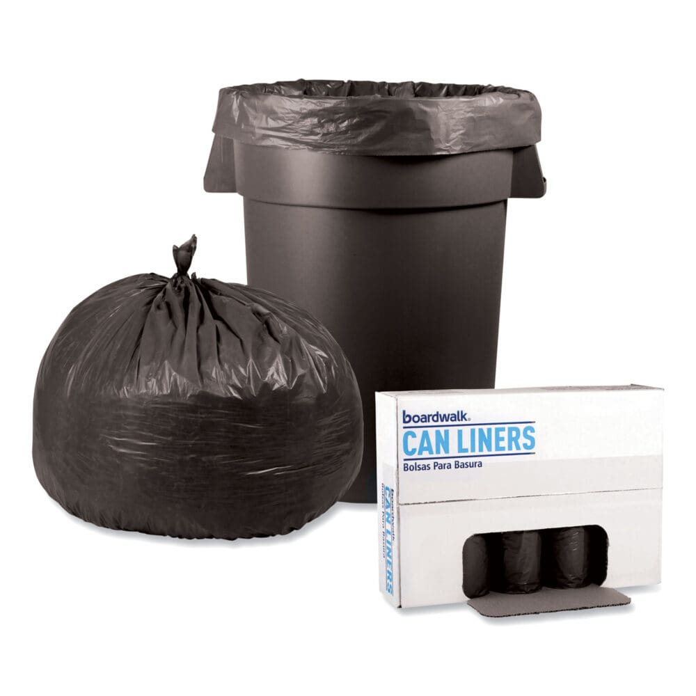 Low-Density Waste Can Liners, 56 gal, 1.1 mil, 43" x 47", Gray, 20 Bags/Roll, 5 Rolls/Carton - Image 3