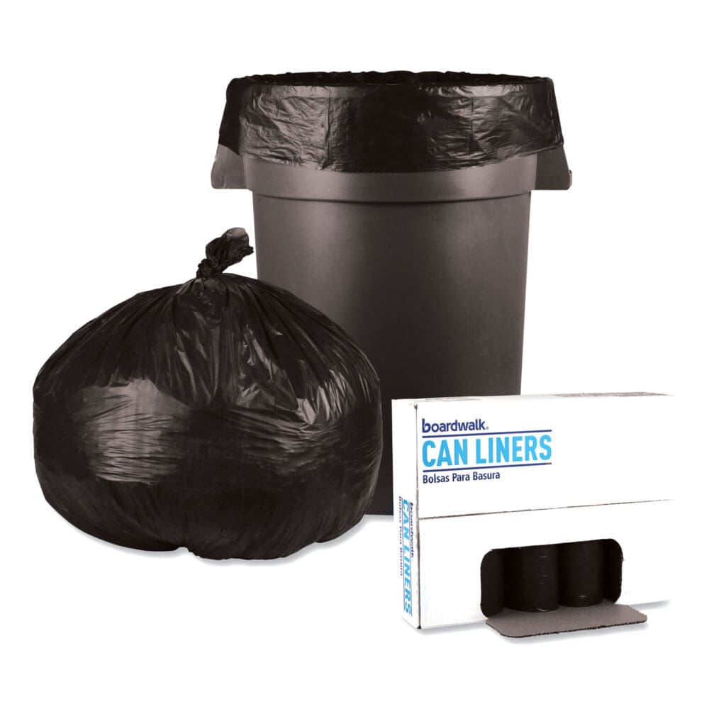 Low-Density Waste Can Liners, 60 gal, 0.65 mil, 38" x 58", Black, 25 Bags/Roll, 4 Rolls/Carton - Image 3