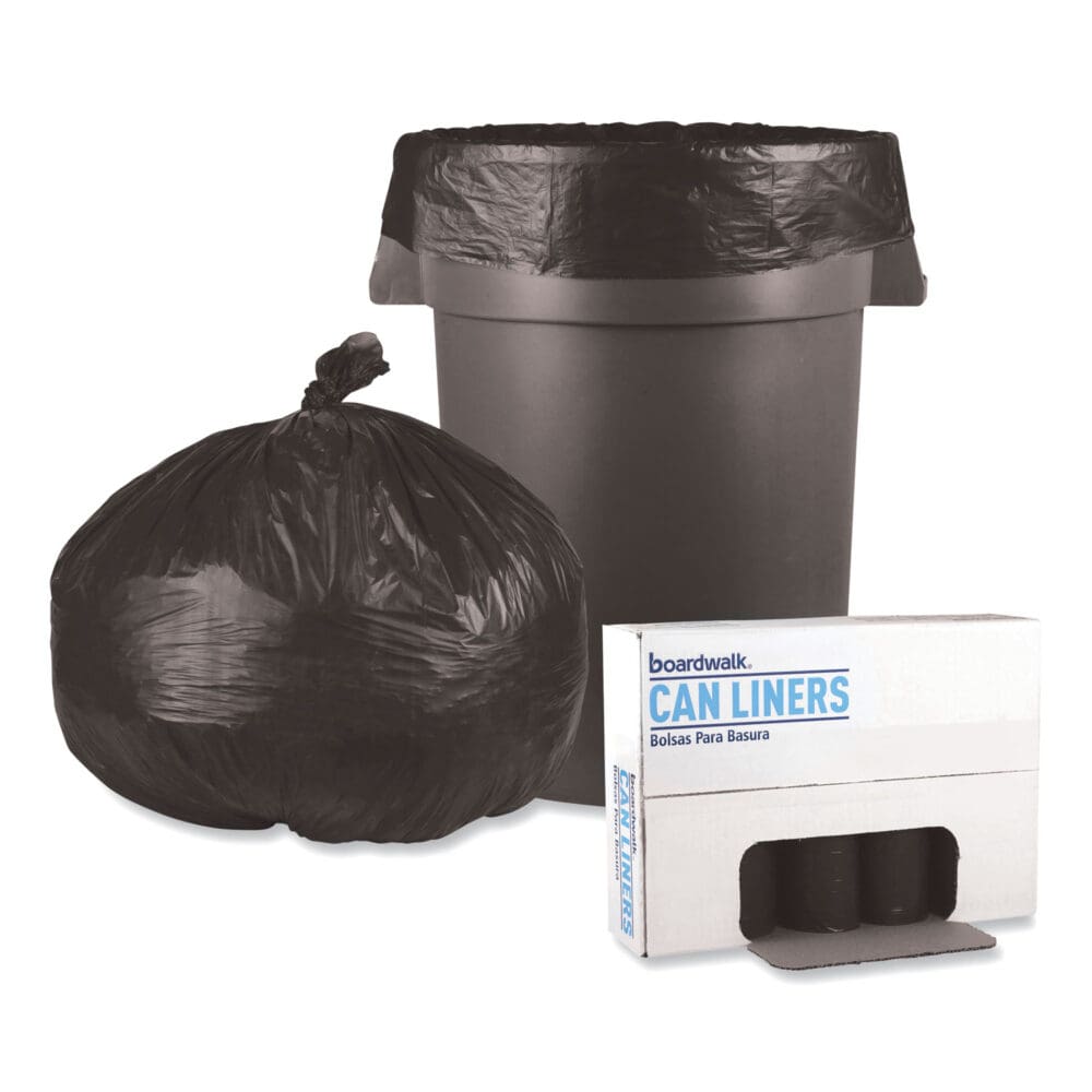 Low-Density Waste Can Liners, 56 gal, 0.6 mil, 43" x 47", Black, 25 Bags/Roll, 4 Rolls/Carton - Image 3