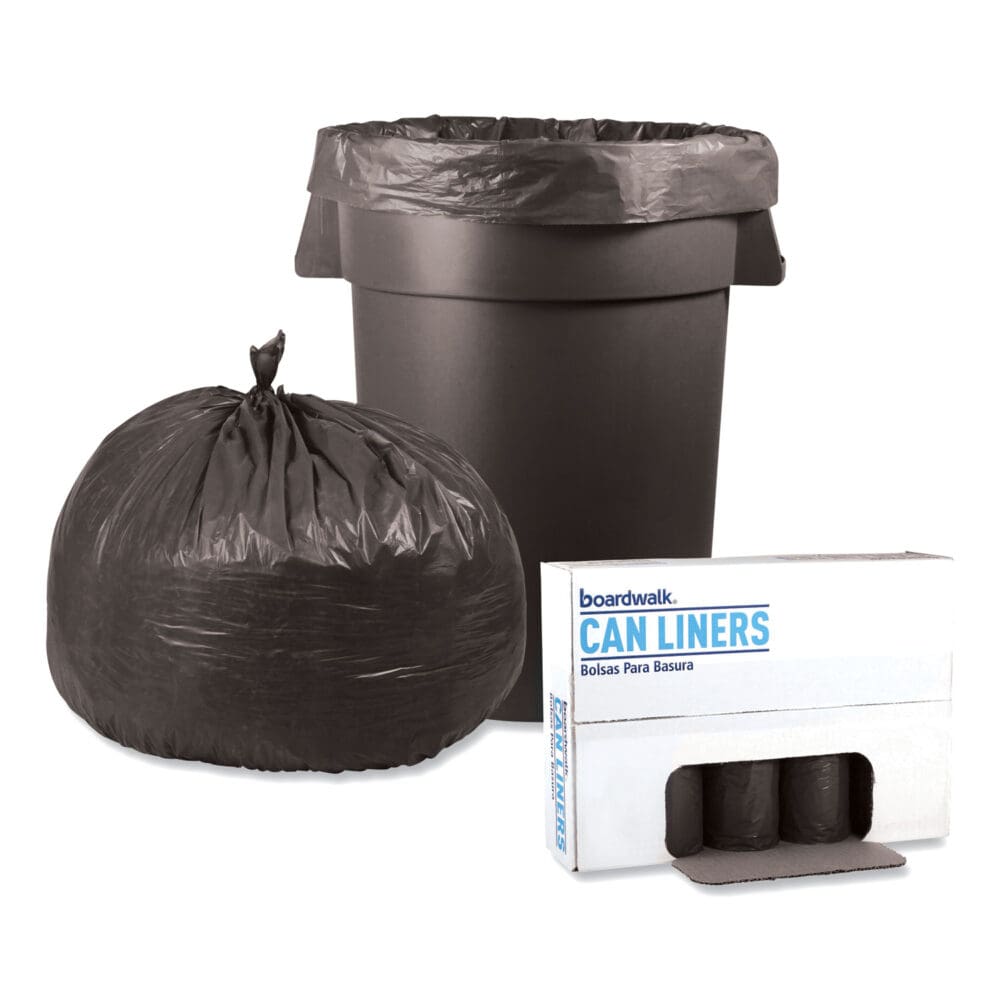 Low-Density Waste Can Liners, 60 gal, 1.1 mil, 38" x 58", Gray, 20 Bags/Roll, 5 Rolls/Carton - Image 3