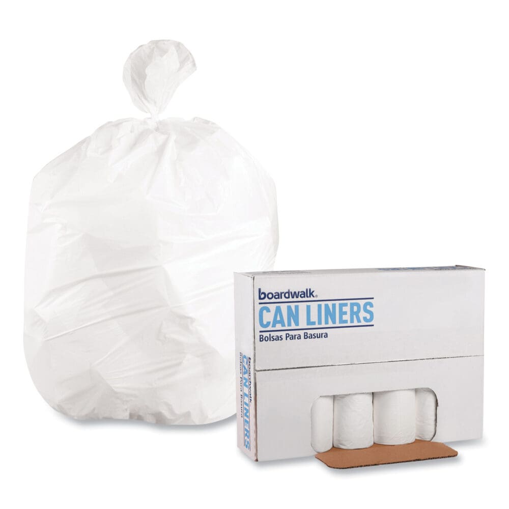 Low-Density Waste Can Liners, 10 gal, 0.4 mil, 24" x 23", White, 25 Bags/Roll, 20 Rolls/Carton - Image 3