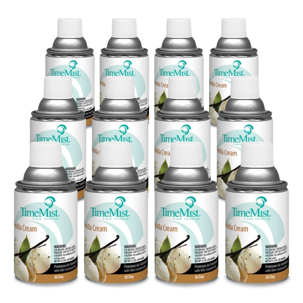 Premium Metered Air Freshener Refill, Vanilla Cream, 5.3 oz Aerosol Spray, 12/Carton - Image 3