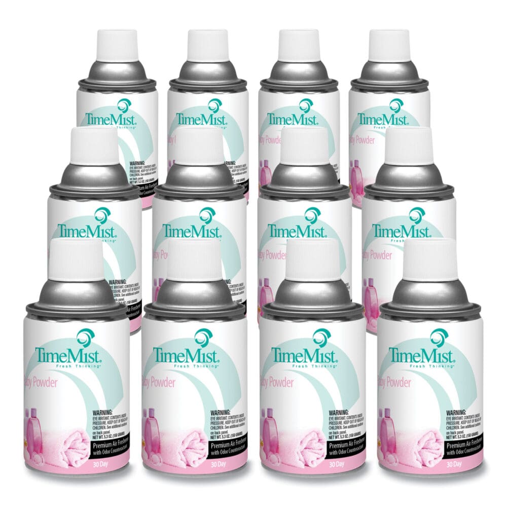 Premium Metered Air Freshener Refill, Baby Powder, 5.3 oz Aerosol Spray, 12/Carton - Image 3