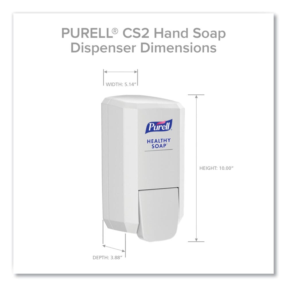CS2 Hand Sanitizer Dispenser, 1,000 mL, 5.14 x 3.83 x 10, White, 6/Carton - Image 2