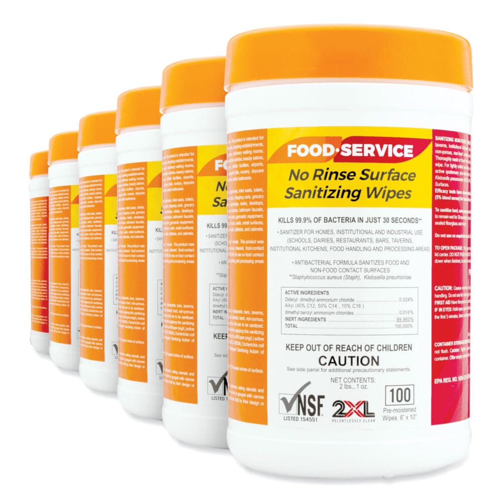 Food Service No Rinse Surface Sanitizing Wipes, 1-Ply, 6 x 8, White, 100/Roll, 6 Rolls/Carton - Image 3