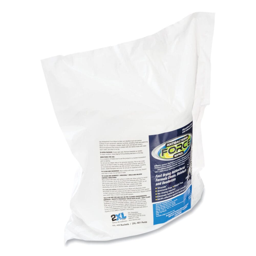 FORCE Disinfecting Wipes Refill, 1-Ply, 6 x 8, Unscented, White, 900/Pack, 4 Packs/Carton - Image 3